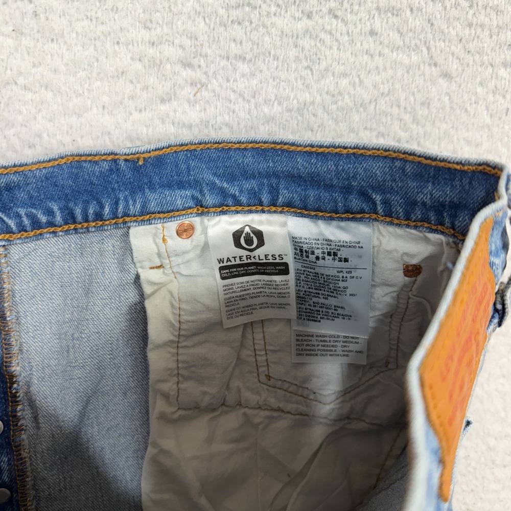 Levis Premium 501 S Skinny Jeans Womens Blue Denim 33 (33.5x29) High Rise - Picture 5 of 13